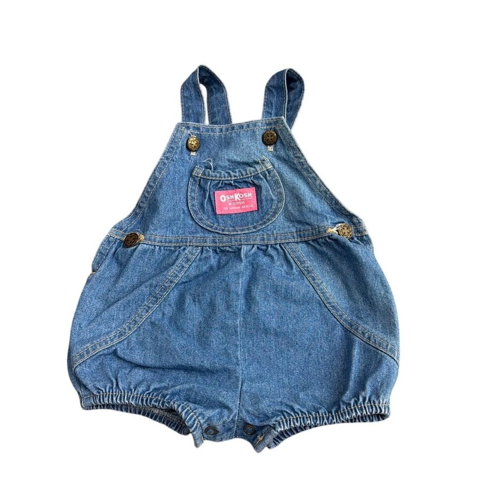 Vintage Osh Kosh B'Gosh Denim Bubble Romper Size 12 Months USA
